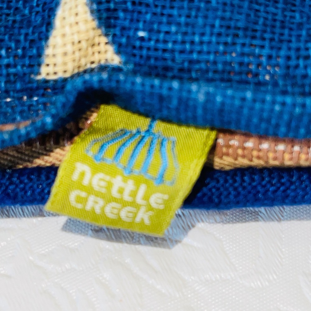 Nettle Creek Vintage Tribal Geometric Pillow Cover Woven Blue Orange 12.5in - Picture 3 of 6